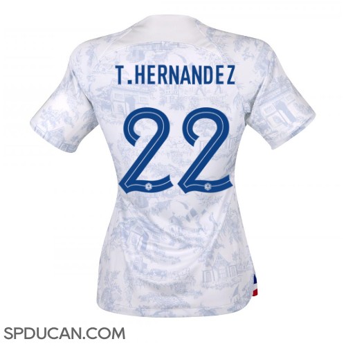 Zenski Nogometni Dres Francuska Theo Hernandez #22 Gostujuci SP 2022 Kratak Rukav